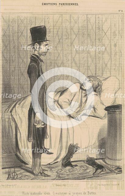 Visite matinale d'un créancier, 19th century. Creator: Honore Daumier.