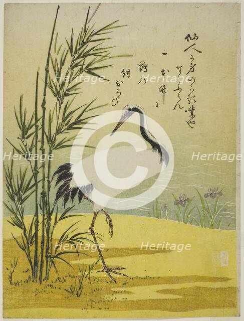 Crane, Bamboo and Iris, c. 1775. Creator: Isoda Koryusai.