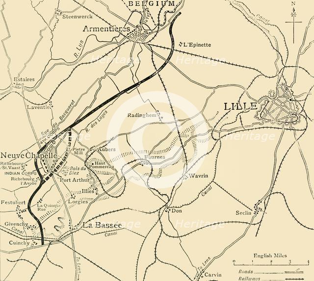 'The Battleground of Neuve Chapelle', First World War, 1915, (c1920). Creator: Unknown.