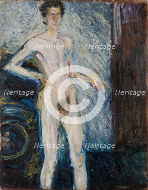 Nude Self-Portrait with Palette, 1908. Artist: Gerstl, Richard (1883-1908)