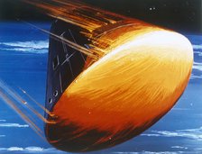 Artist's concept of Command Module re-entry in 5000° heat. Creator: NASA.