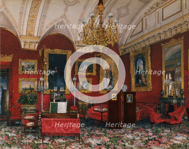 Interiors of the Winter Palace. The Study of Grand Princess Maria Nikolayevna, End of 19th cen.. Artist: Ukhtomsky, Konstantin Andreyevich (1818-1881)