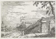 Views: Two Ruined Pillars, 1735-1746. Creator: Antonio Canaletto (Italian, 1697-1768).