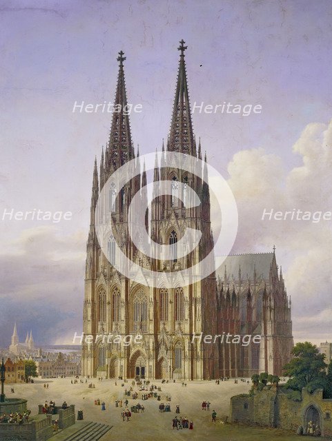 Ideal View of the Cologne Cathedral, 1834-1836. Artist: Hasenpflug, Carl Georg (1802-1858)