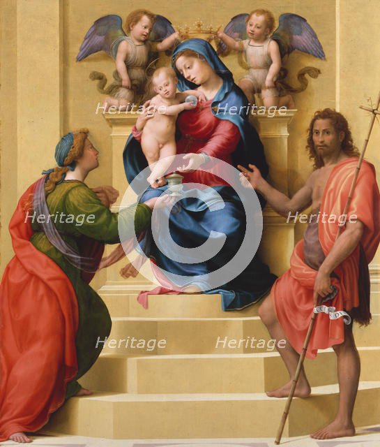 Madonna and Child Enthroned with Saints Mary Magdalen and John the Baptist, ca. 1523. Creator: Giuliano Bugiardini.