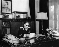 Yugoslav leader Marshal Josip Broz Tito in his office, Belgrade, Yugoslavia, c1946-c1947.  Artist: Anon