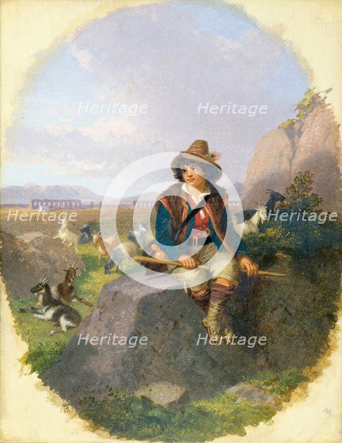 'A goatherd on the Romas Campagna', 1870s. Artist: Penry Williams.