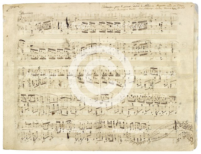 Autographed partiture of the Polonaise, Op. 53 in A flat major for piano, 1843.