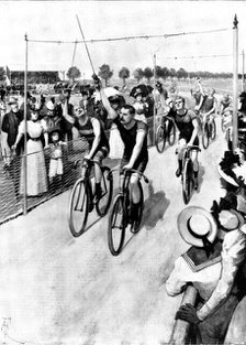 The Bicycle in Germany: a ring-taking contest, 1898. Creator: Unknown.