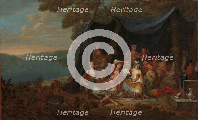 Fête champêtre with Turkish Courtiers under a Tent, c.1720-c.1737. Creator: Jean Baptiste Vanmour.