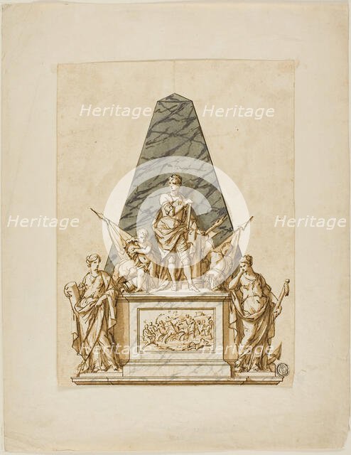 Unexecuted Design for the Monument to the First Duke of Marlborough, c. 1733. Creators: John Michael Rysbrack, Sir James Thornhill.