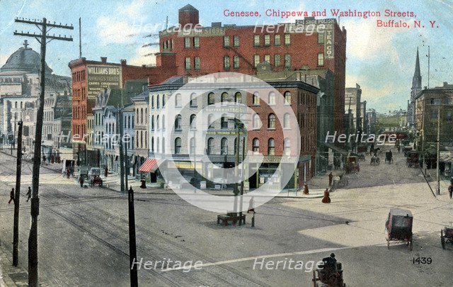 Genesse, Chippewa and Washington Streets, Buffalo, New York, USA, c1910. Artist: Unknown