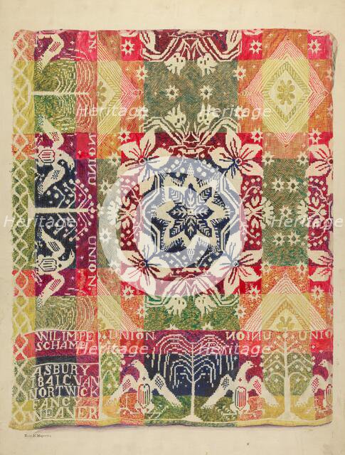 Double Faced Blanket, 1935/1942. Creator: Edith Magnette.