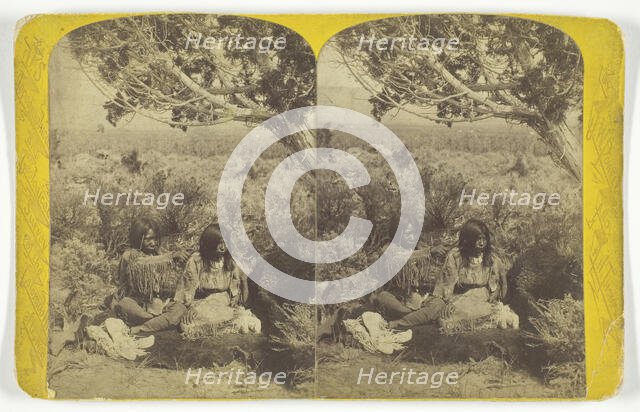 Utah Ute Indian and Lady "Courting" in N.E. Utah, from the U.S. Topographical and Geo..., 1871/74. Creator: John Karl Hillers.