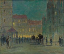Evening in front of the St. Elisabeth Cathedral, around 1943. Creator: Elemír Halász-Hradil.