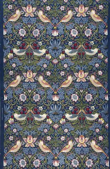 Strawberry Thief. Decorative fabric, 1883. Creator: Morris, William (1834-1896).