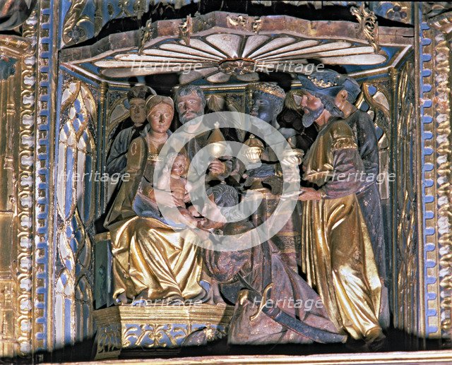 Epiphany', detail of the main altar of the church of Santa Maria la Mayor. Altarpiece of Spanish …