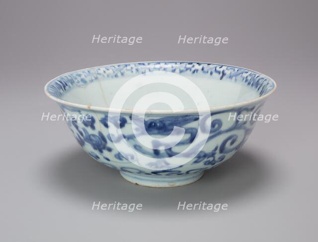 Bowl with Everted Rim and Scrollwork, 15th century. Creator: Unknown.