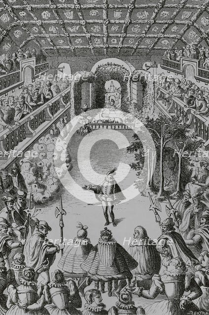 Performance of a court spectacle before King Henri III, (1551-1589) and his court..., 1581 (1878).  Creator: Unknown.