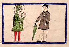 Two men, one in Punjabi dress, one in European dress. Creator: Unknown.