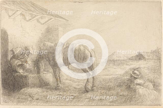 Man Watering a Horse (Homme abreuvant un cheval). Creator: Alphonse Legros.