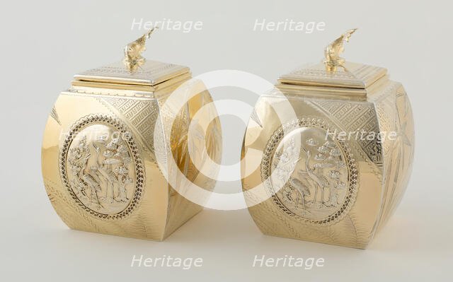 Pair of Tea Caddies, London, 1878/79. Creator: William Barnard.