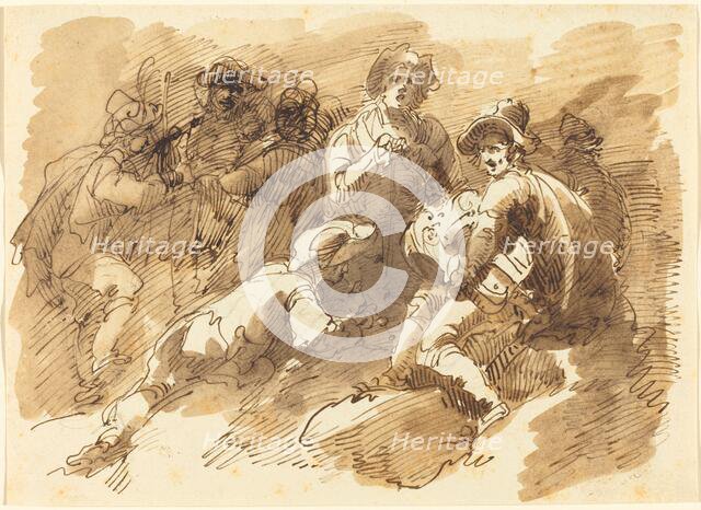 A Convivial Gathering with a Man Playing a Hurdy-Gurdy. Creator: Giuseppe Bernardino Bison.