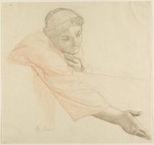 Woman Reaching Over a Wall, study for The Life of Saint Louis, King of France, c. 1878. Creator: Alexandre Cabanel.