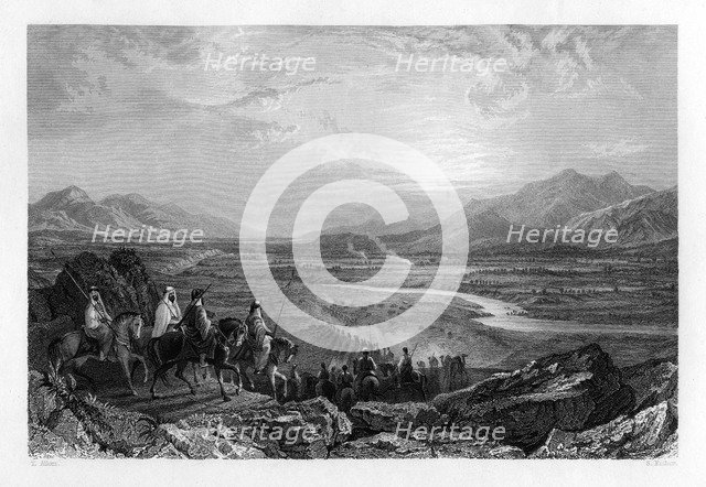 The plain of the river Jordan, looking towards the Dead Sea, 1841.Artist: Sam Fisher