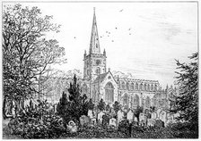 Stratford church as seen from the north, Stratford-upon-Avon, Warwickshire, 1885.Artist: Edward Hull