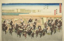 The Fish Market at Zakoba (Zakoba uoichi no zu), from the series "Famous Views of...", c. 1834. Creator: Ando Hiroshige.