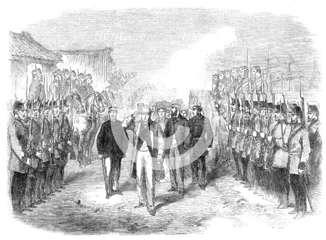 Landing of Sir Rutherford Alcock, K.C.B., at Yokohama, Japan, 1864. Creator: Unknown.