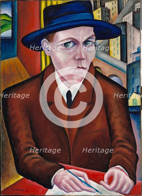 Portrait of Oskar Maria Graf. Artist: Schrimpf, Georg (1889-1939)