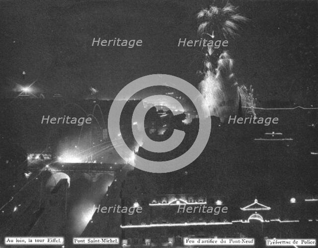 'Le jour de gloire; panorama de Paris illumine le soir de 14 juillet 1919, vu d'une des tour...1919. Creator: Famechon et Queste.