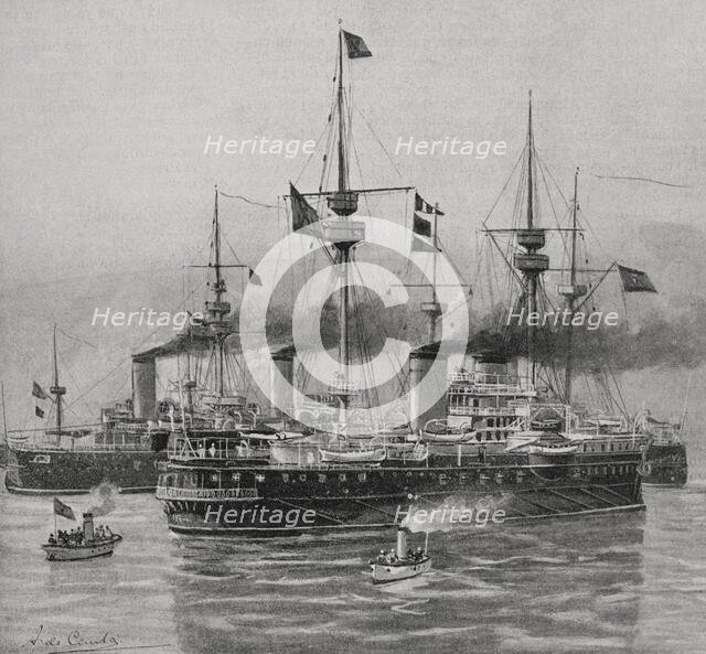 Spanish-American War (1898): ships of the Spanish navy, 1898.  Creator: Enrique Laporta Valor.