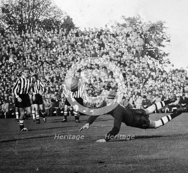 A football goalkeeper in action, Landskrona, Sweden, 1950s. Artist: Unknown