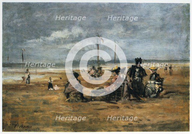 'On the Beach', 1880. Artist: Eugene Louis Boudin