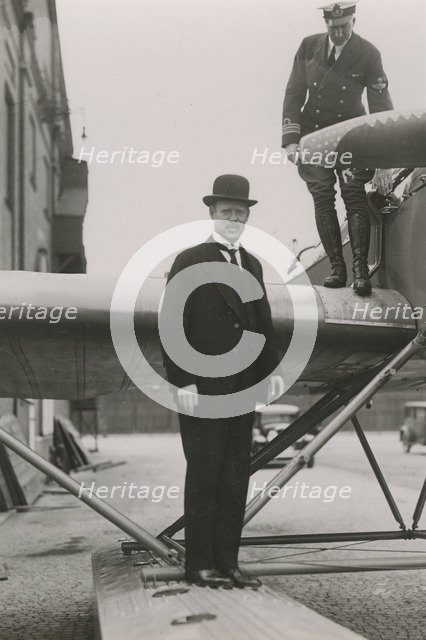 Swedish Minister of Defence Anton Rundqvist at Bulltofta airport, Malmö, Sweden, 1932. Artist: Otto Ohm