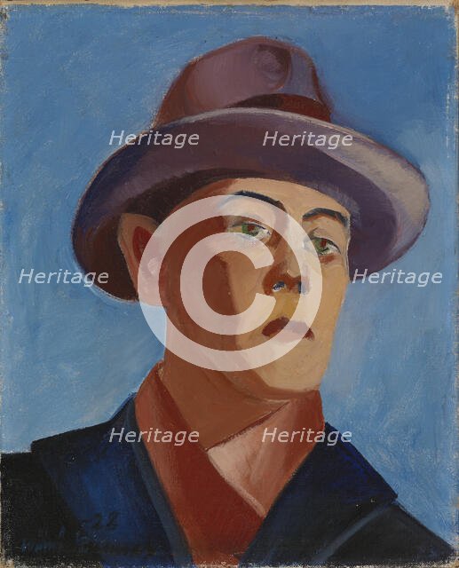 Self-Portrait with a Hat, 1928. Creator: Vaino Kunnas.