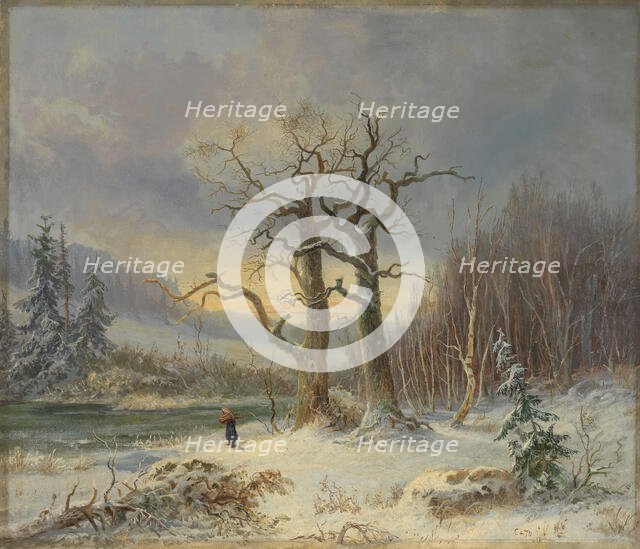 Winter landscape, 1870. Creator: Charles XV, King of Sweden.