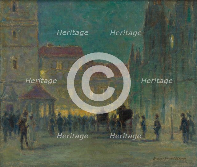 Evening in front of the St. Elisabeth Cathedral, around 1943. Creator: Elemír Halász-Hradil.