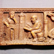 St Paul Conversing with Thecla, Ivory Panel from Casket  Rome, late 4th century. Artist: Unknown.