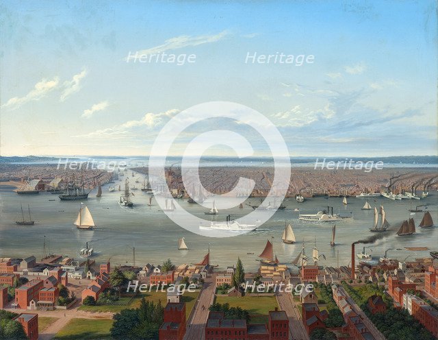 New York seen from Long Island, 1854.