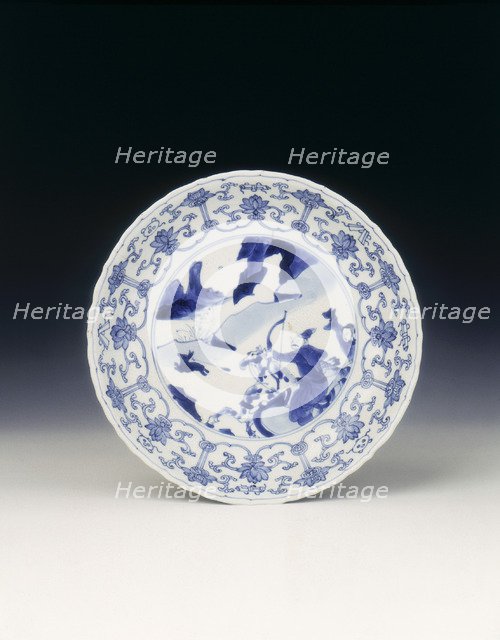 Blue and white dish, Qing dynasty, mid Kangxi, China, 1683-1700. Artist: Unknown