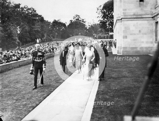 King George V and Queen Mary at the opening ceremony of the University of Nottingham, 1928. Artist: Henson & Co