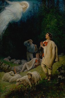 The Annunciation to the Shepherds, 1880. Creator: Liebscher, Adolf (1857-1919).