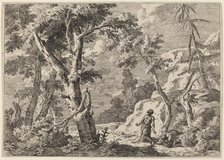 Two Men Penitent in the Wilderness, 1730. Creator: Marco Ricci.