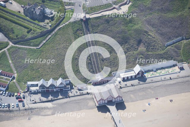 Saltburn Cliff Railway and the entrance building to Saltburn Pier, Redcar and Cleveland, 2016. Creator: Dave MacLeod.