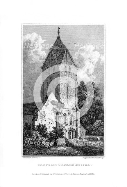 Sompting Church, Sussex, 1829.Artist: J Shury