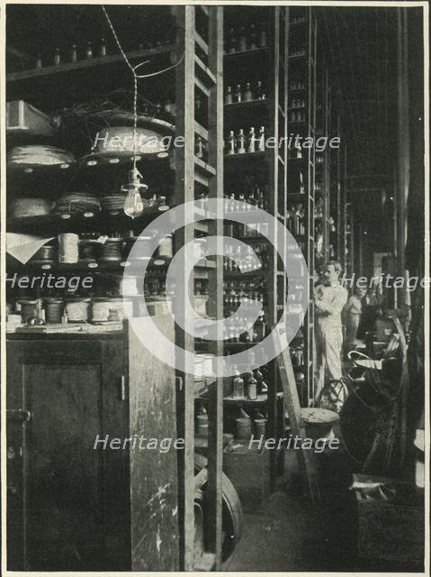 "The Shelves of Edison's Laboratory with Samples of Every Known Substance"', 1902. Creator: Unknown.